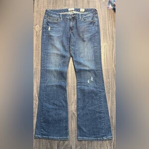 Classic Low rise Flare leg slightly distressed Blue Jeans